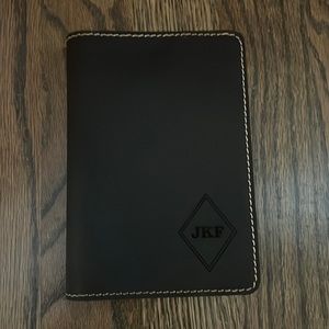 Brown Leather Passport holder personal initials (JFK)